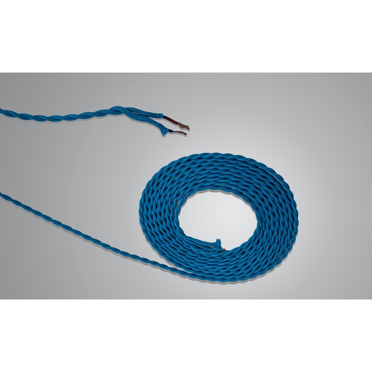 1 Metre Of Blue Braided Twisted 2 Core 0.75mm Cable