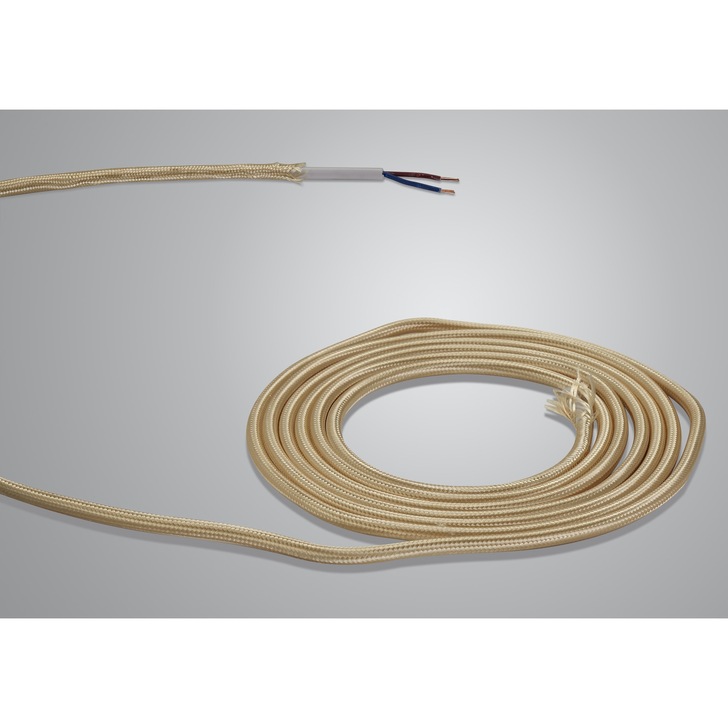 1 Metre Of Gold Braided 2 Core 0.75mm Cable