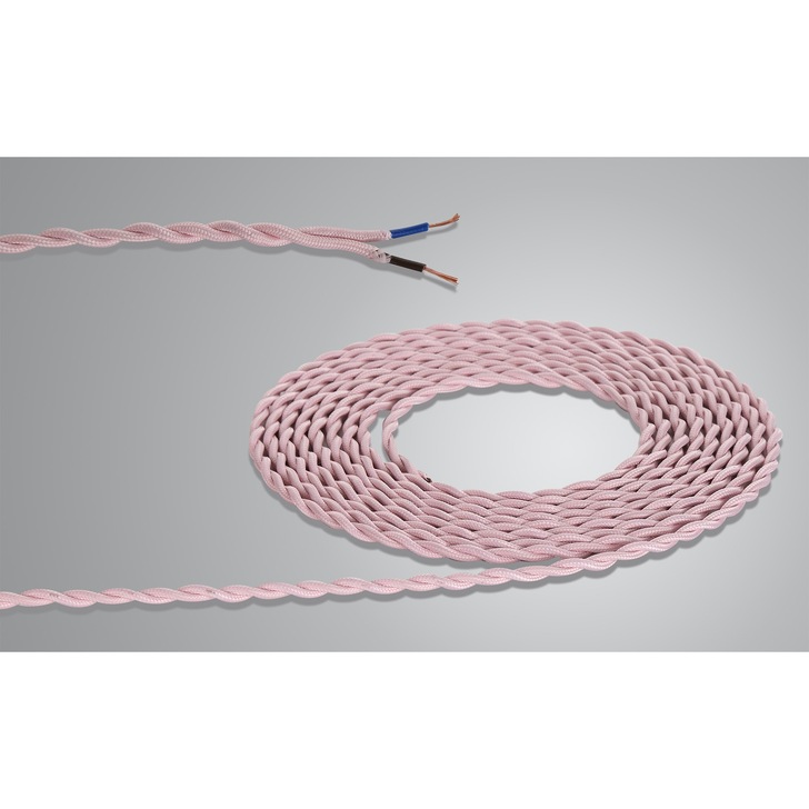 1 Metre Of Pink Braided Twisted 2 Core 0.75mm Cable