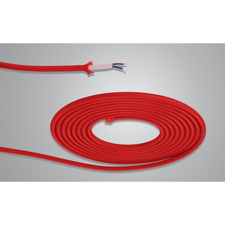 1 Metre Of Red Braided 2 Core 0.75mm Cable