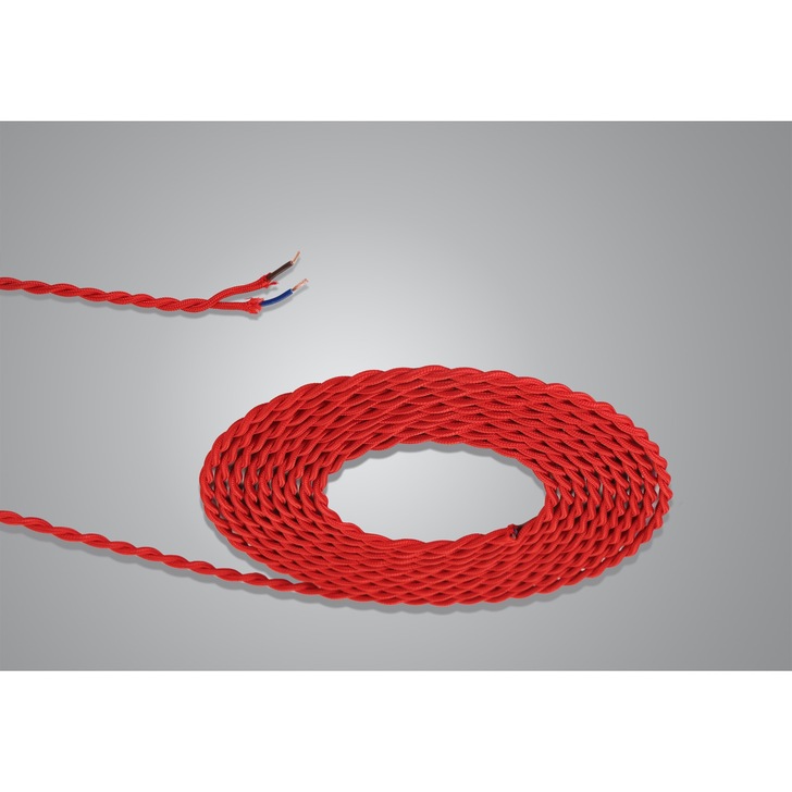 1 Metre Of Red Braided Twisted 2 Core 0.75mm Cable