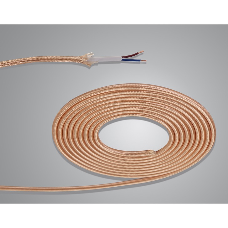 1 Metre Of Rose Gold Braided 2 Core 0.75mm Cable