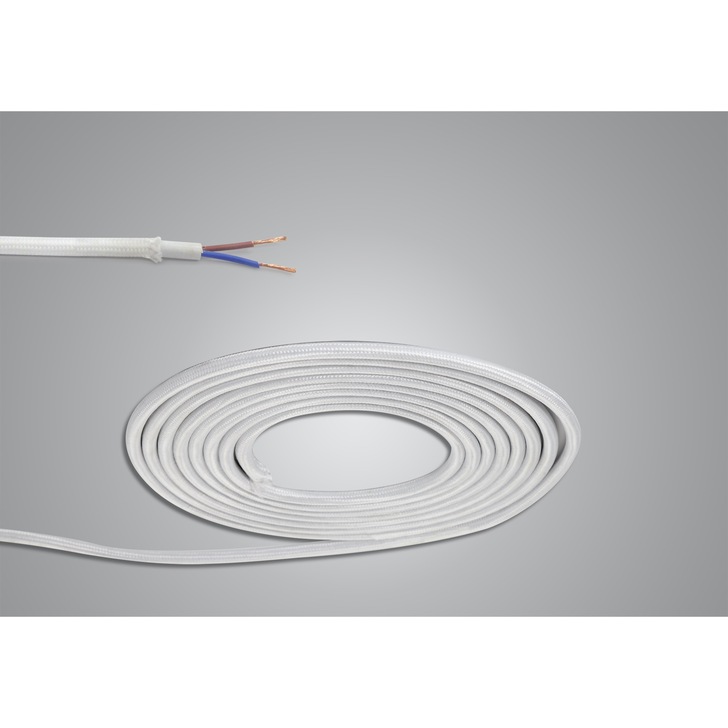 1 Metre Of White Braided 2 Core 0.75mm Cable