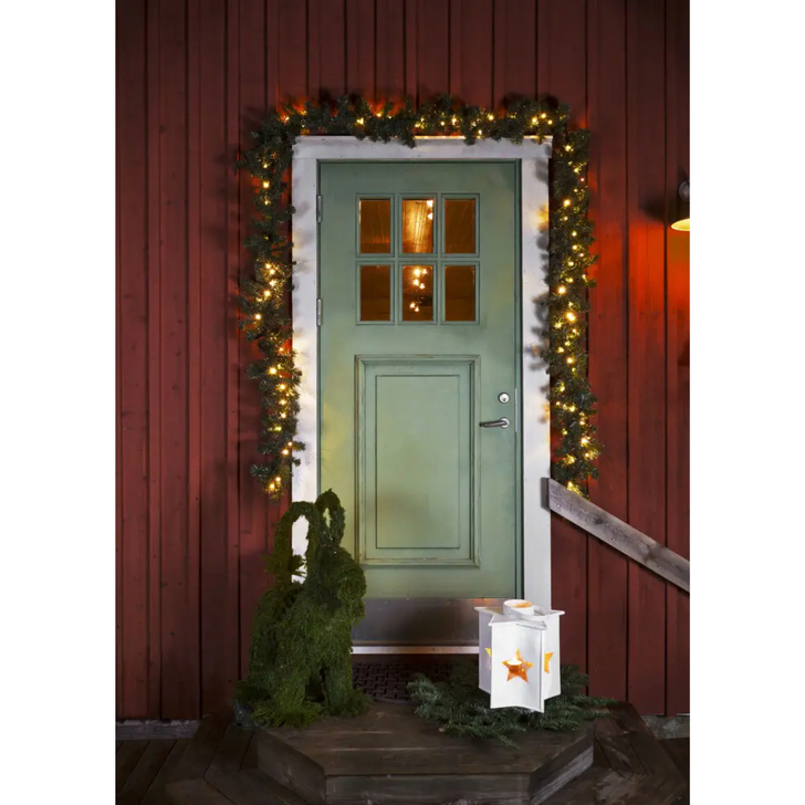 120 Amber Led Spruce Garland 6 mtr, Green Wire IP20