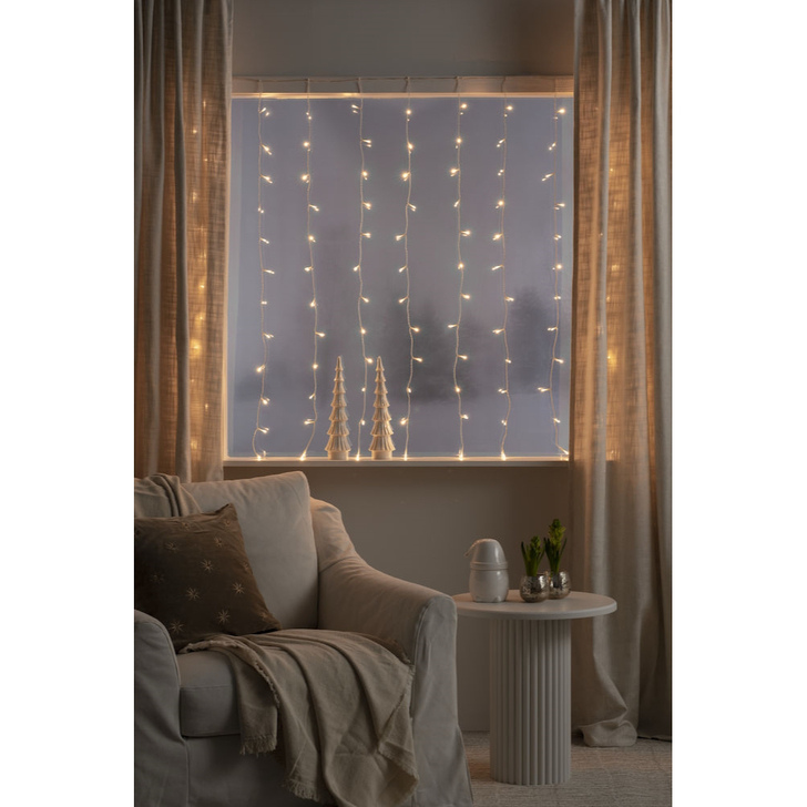 140x120cm Indoor Christmas Fairy Light Curtain Set With Warm White LEDs