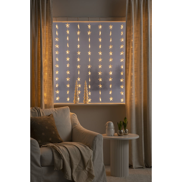 140x120cm Indoor Christmas Star Light Curtain Set With Amber LEDs