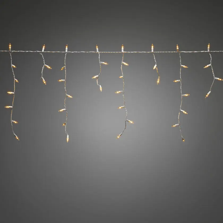 200 Led Icicle Light Set, Amber, White Cable IP20