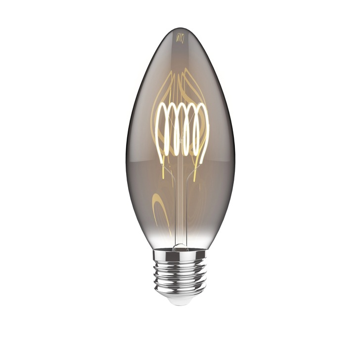 3W LED Classic Style Smoke Finish Dimmable Candle Lamp With Spiral Filament - E27, 2100K