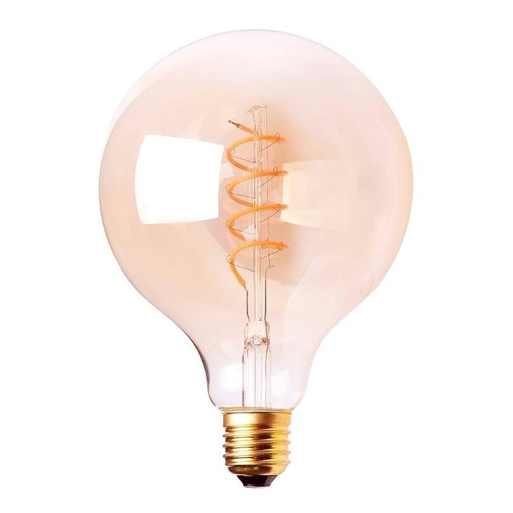 4W E27 AMBER DIMMABLE SPIRAL DIMMABLE LED 125MM GLOBE LAMP - 1800K