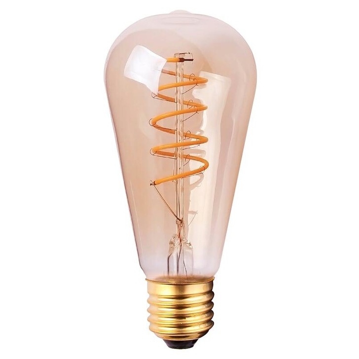 4W E27 AMBER DIMMABLE SPIRAL DIMMABLE LED VALVE LAMP - 1800K