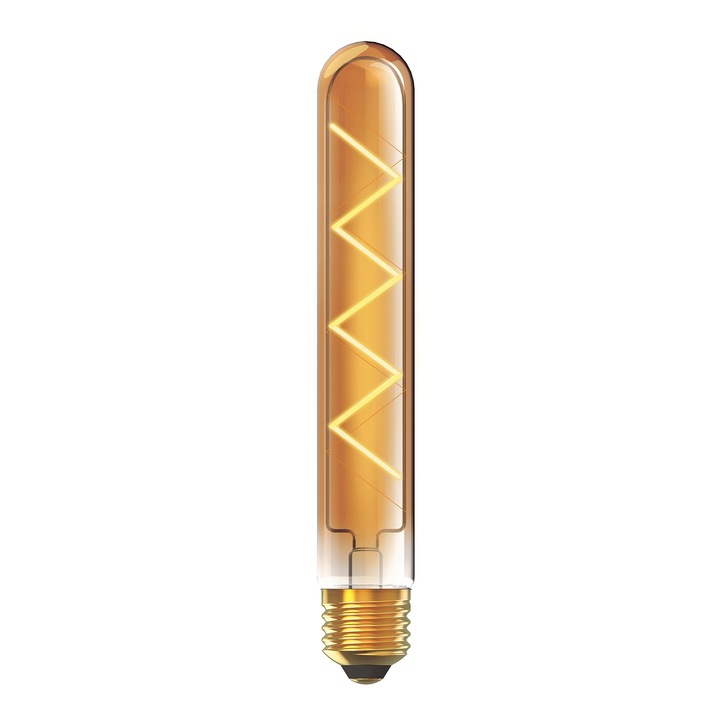 4W LED Classic Deco Gold Finish Dimmable 185mm Tubular Lamp With Decorative Filament - E27, 1800K