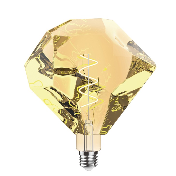 4W LED Classic Style Amber Finish Dimmable Diamond Lamp - E27, 2100K