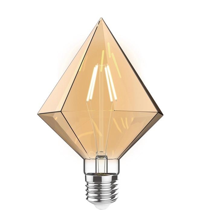 4W LED Classic Style Amber Finish Dimmable Diamond Shape Lamp - E27, 2100K