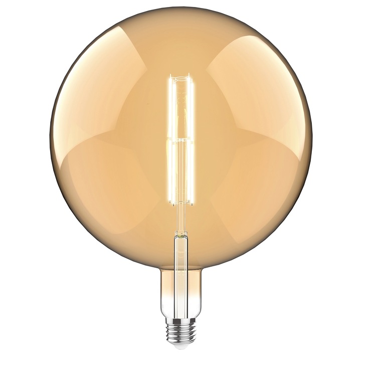 4W LED Classic Style Amber Finish Dimmable Globe Lamp - E27, 2100K