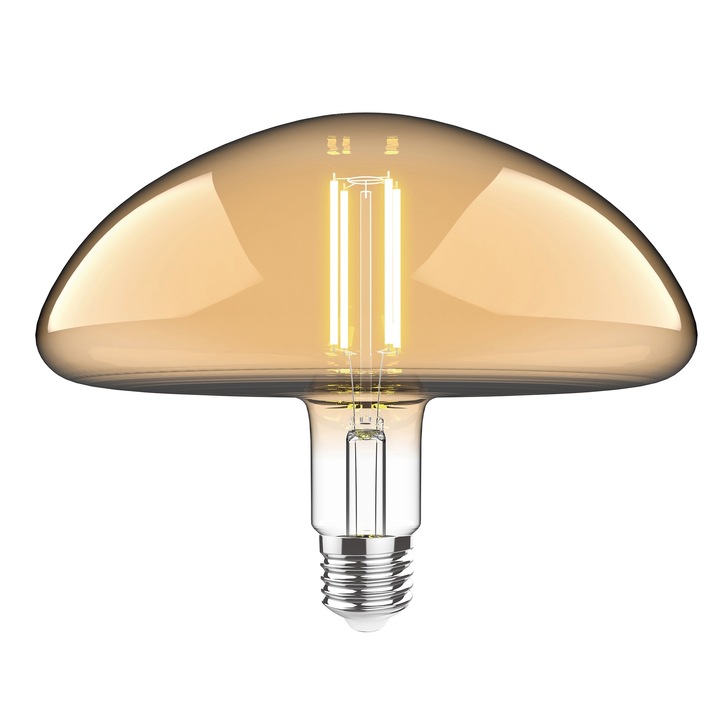 4W LED Classic Style Amber Finish Dimmable Mushroom Lamp - E27, 2100K