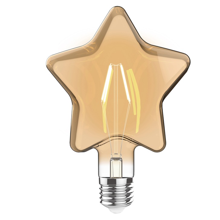 4W LED Classic Style Amber Finish Dimmable Star Shape Lamp - E27, 2100K