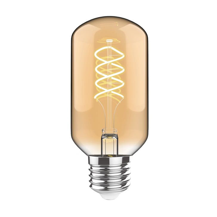 4W LED Classic Style Amber Finish Dimmable T45 Lamp With Spiral Filament - E27, 2100K