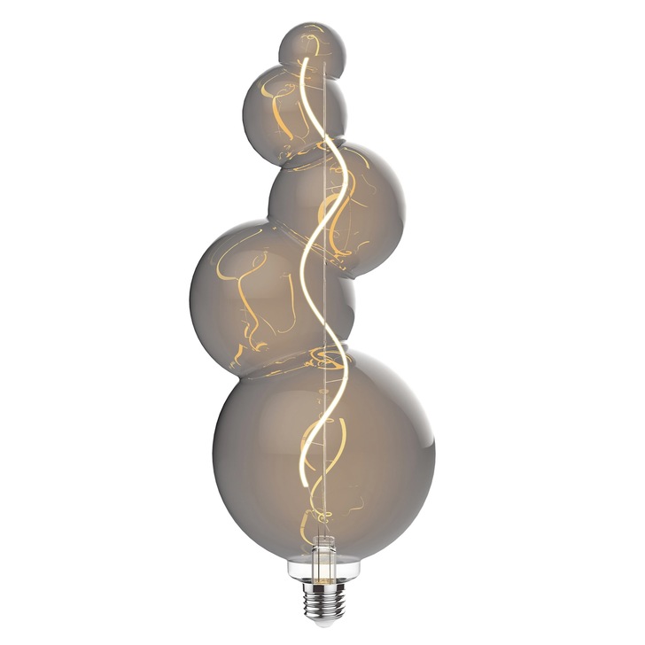 4W LED Classic Style Smoke Finish Dimmable Bubble Shape Lamp - E27, 2100K