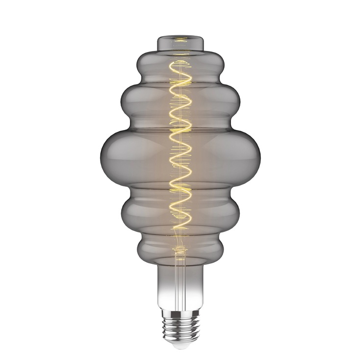 4W LED Classic Style Smoke Finish Dimmable Ribbed Lamp - E27, 2100K