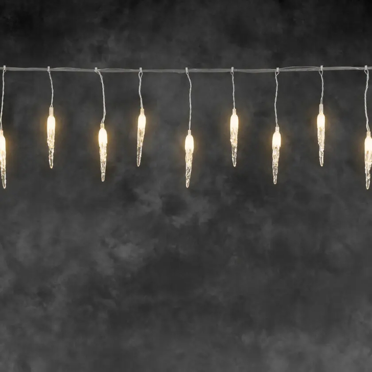 50 Amber Frozen Icicle Set, Transparent Cable 31V