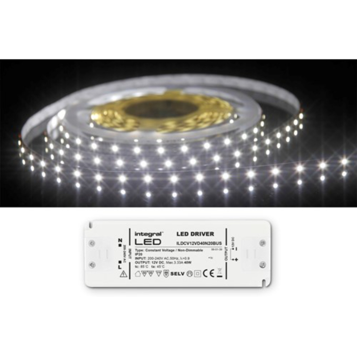 5M Led Strip And Driver Kit - 12V IP20 6000K 6W/M