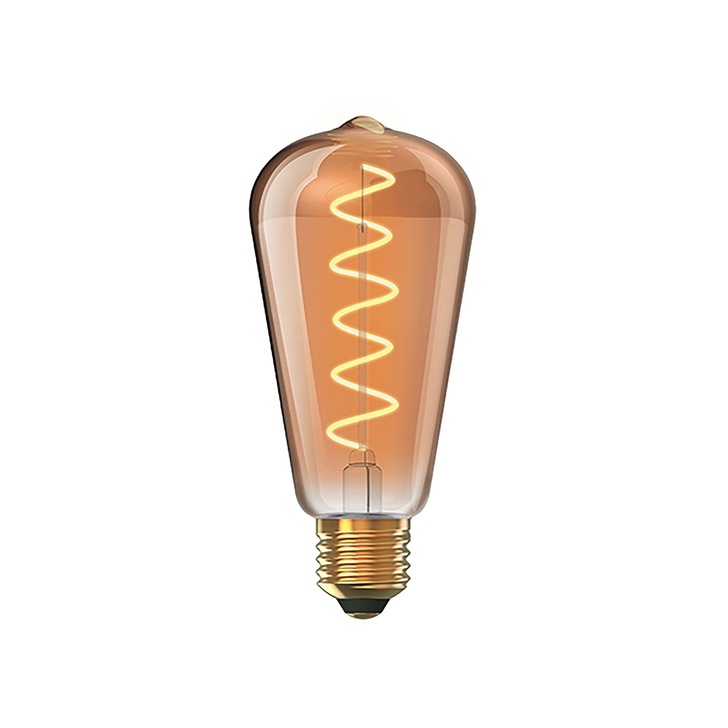 5W LED Classic Deco Gold Finish Dimmable ST64 Valve Lamp With Decorative Filament - E27, 1800K