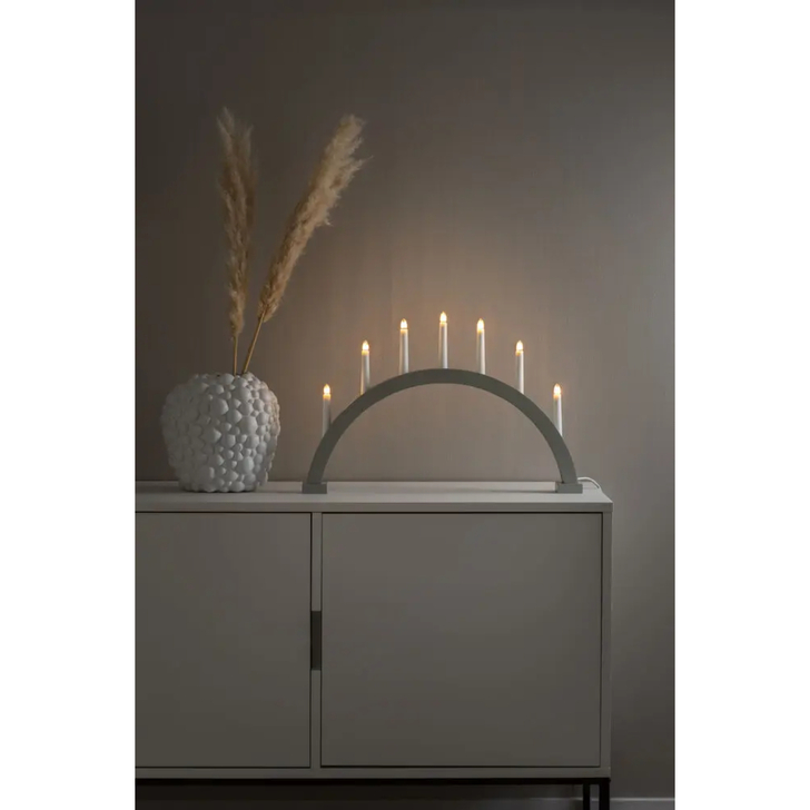 7 Bulb Candlestick Matt Grey/Green - On/Off switch - 230V