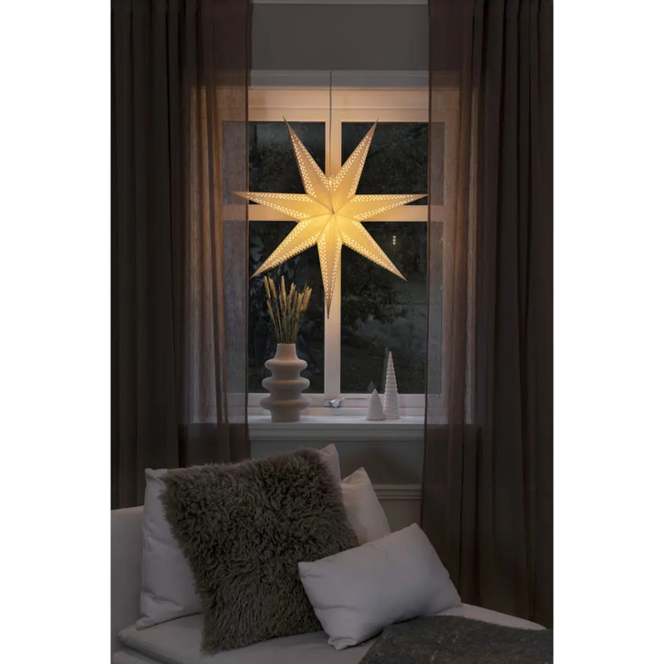 7 Point Hanging Paper Star 78cm Grey with Cord Set 230V