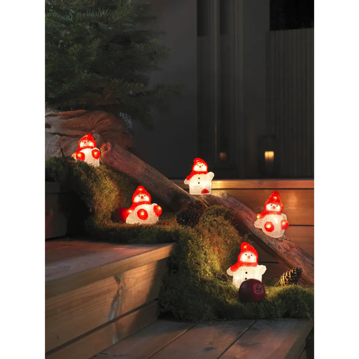 Acrylic light Set Snowmen 5pcs/set, 5x8 Warm White Led, IP20