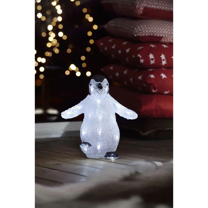 Acrylic Penguin 30cm, 24 White Led B/O