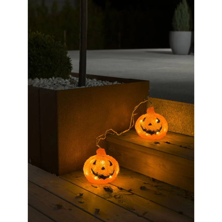 Acrylic Pumpkin Set WARM WHITELed, B/O 6H Timer 4xAA