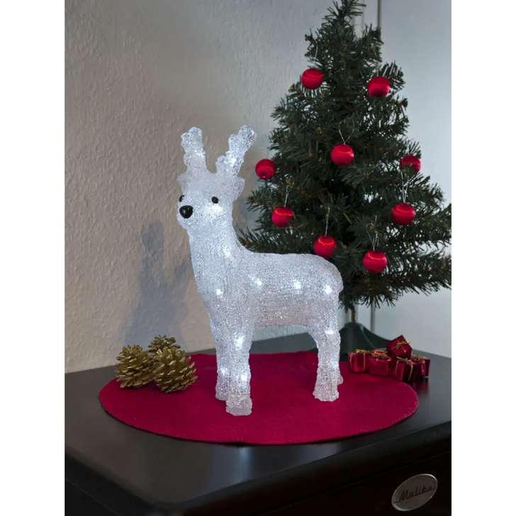 Acrylic Reindeer 23cm, 24 White Led, B/O