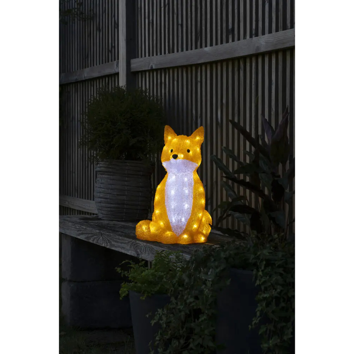 Acrylic Sitting Fox 40cm 64 White Led IP20