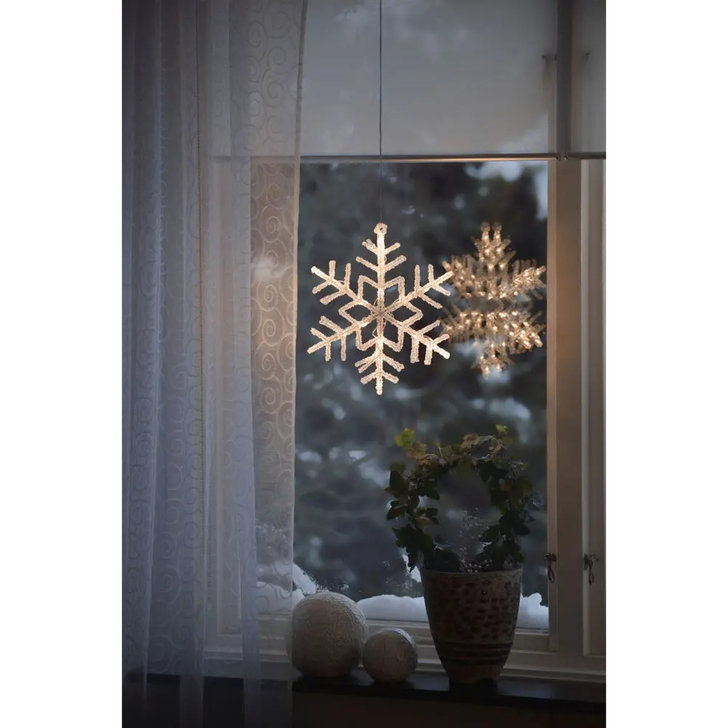 Acrylic Snowflake 36 Warm White Led, 30cm, Transp Wire, IP20