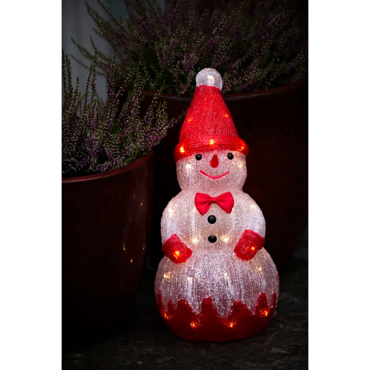 Acrylic Snowman, 37cm, 40 Warm White Led, IP20