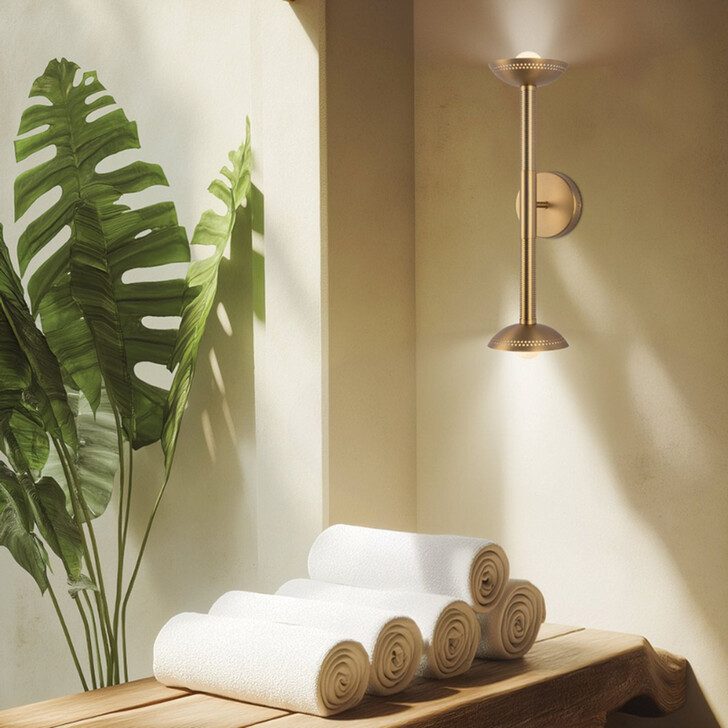 Alora Mood Alm Brushed Gold 2 Light Dimmable Led Wall Light - 3000K
