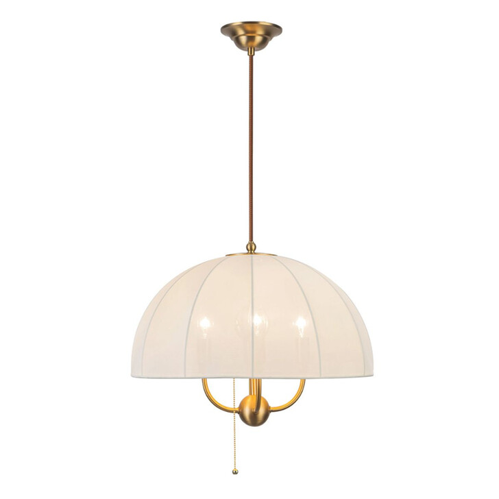 Alora Mood Crossby Brushed Gold 4 Light Pendant Complete With Satin Cream Fabric Shade - Switched