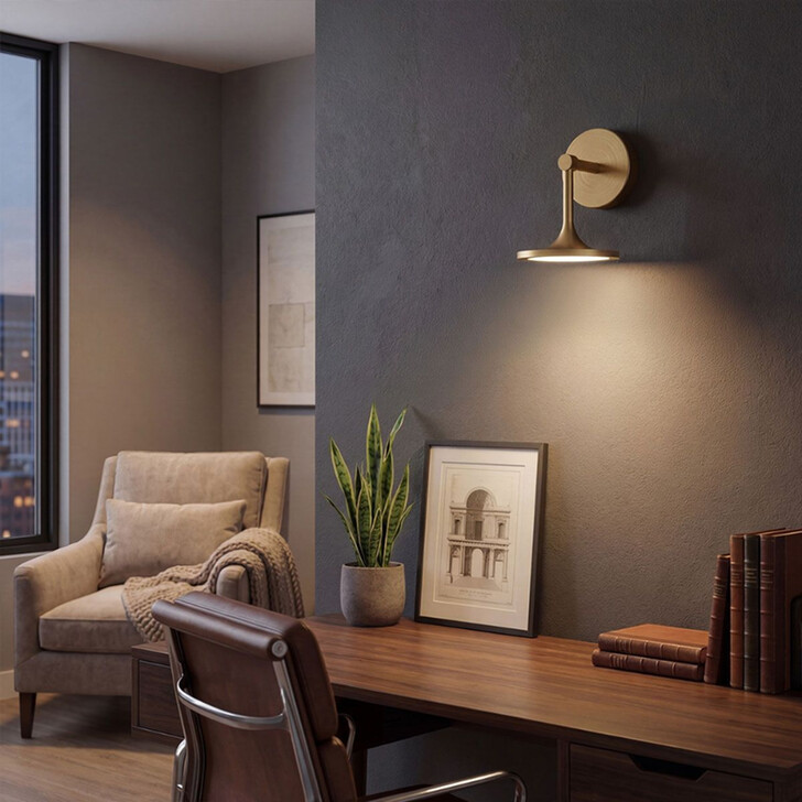 Alora Mood Issa Brushed Gold 1 Light Dimmable Led Wall Light - 3000K