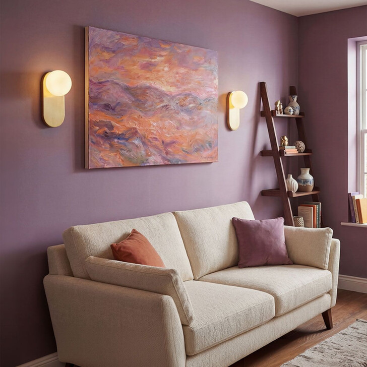 Alora Mood Otis Brushed Gold Wall Light Complete With Shiny Opal Glass