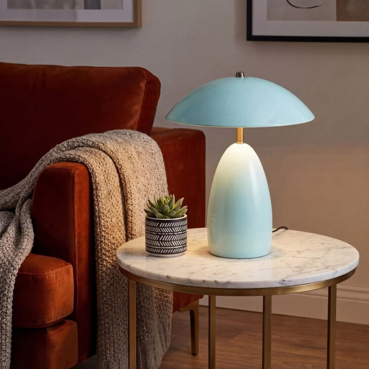 Alora Mood Poppy Cerulean Light Blue Medium Led Rechargeable Table Lamp - 3000K