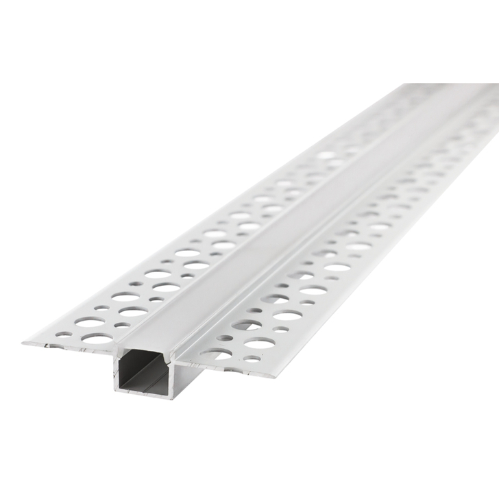 Aluminium LED Strip Profile Narrow Plaster-In Recessed 2M With Frosted Diffuser For Max 10MM Width Strip