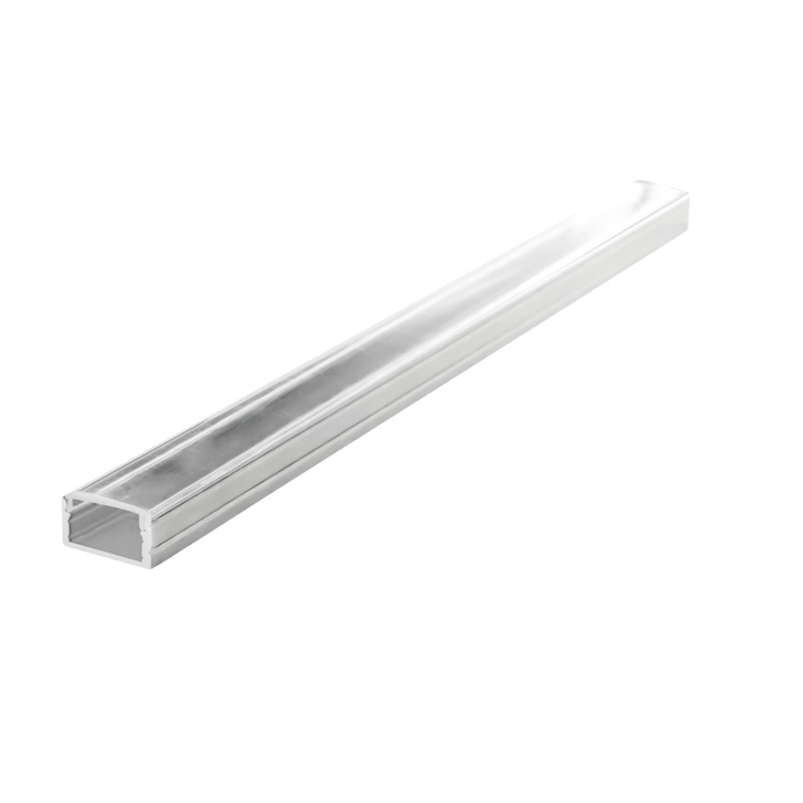 Aluminium LED Strip Profile Surface Mount 1M With Clear Diffuser 18.6 X 12.5MM For Max 14MM Width Strip