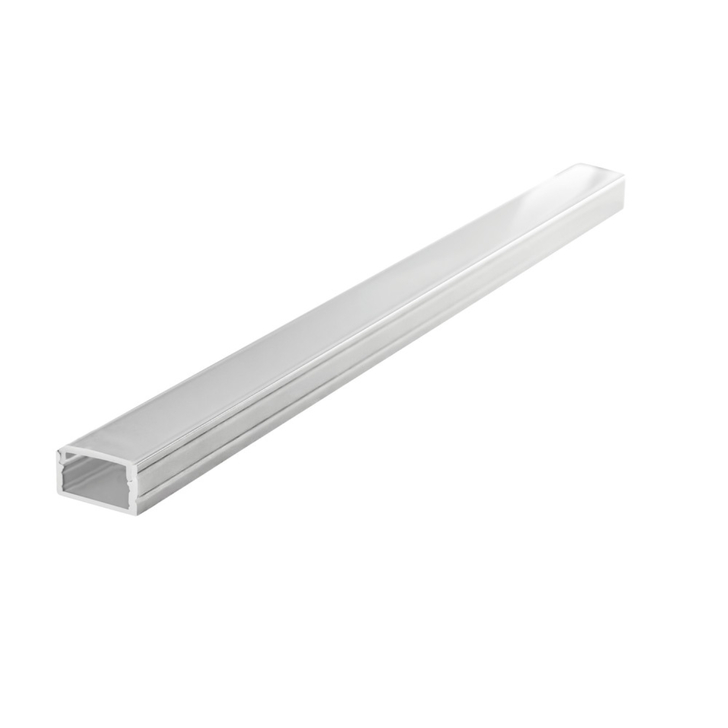 Aluminium LED Strip Profile Surface Mount 2M With Frosted Diffuser 18.6 X 12.5MM For Max 14MM Width Strip