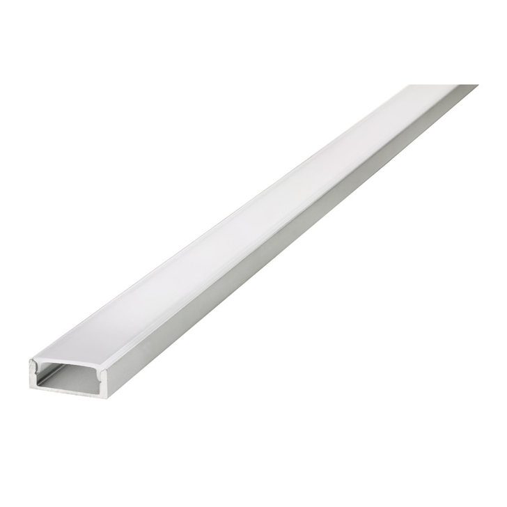 Aluminium LED Strip Profile Surface Mount 2M With Frosted Diffuser 22.6 X 8.5MM For Max 16MM Width Strip