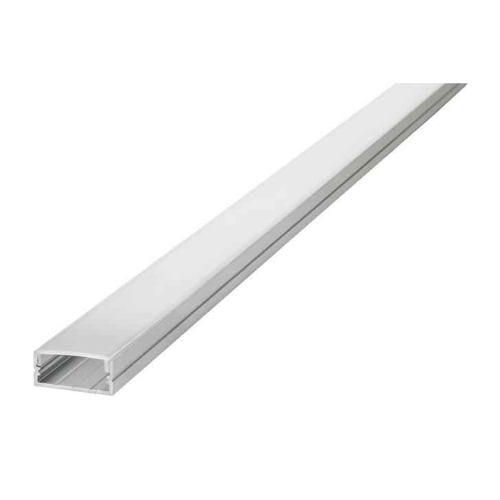 Aluminium LED Strip Profile Surface Mount 2M With Frosted Diffuser 23 X 10MM For Max 2X 8MM Width Strip