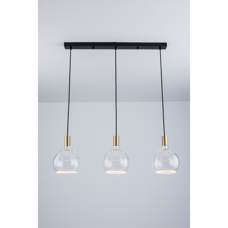 Angel Black 3 Light Island Bar Pendant Complete With Clear Angel LED Globes