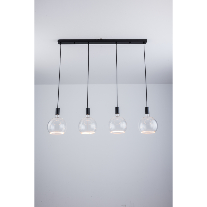 Angel Black 4 Light Island Bar Pendant Complete With Clear Angel LED Globes