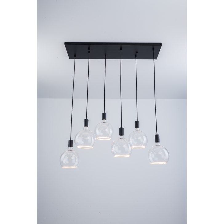 Angel Black 6 Light Island Bar Pendant Complete With Clear Angel LED Globes