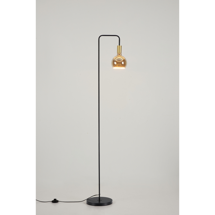 Angel Black And Gold Floor Lamp Complete With Smoked Angel LED Globe