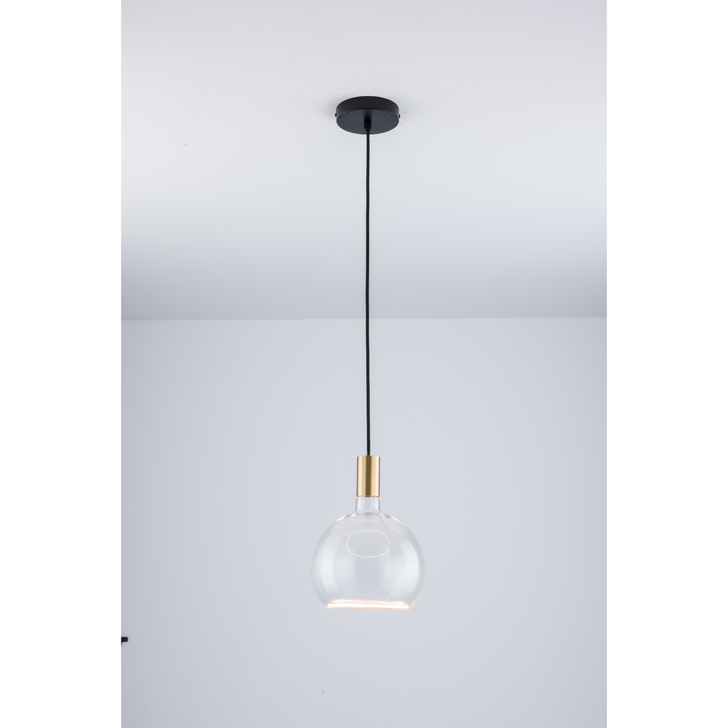 Angel Black And Gold Single Pendant Light Complete With Clear Angel LED Globe